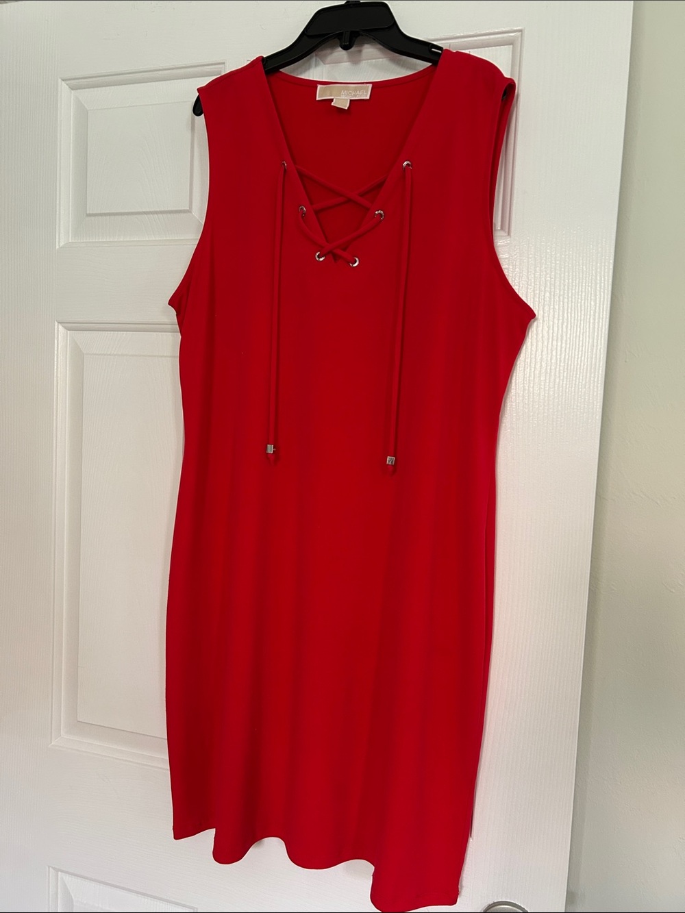 MICHAEL Michael Kors Red Sleeveless Lace-Up Shift Dress